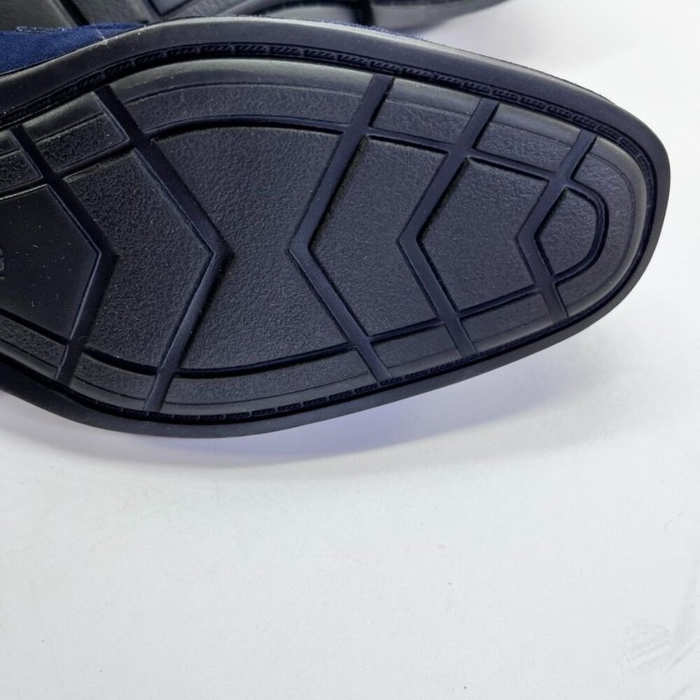 Stacy Adams Mens Neville Moc Toe Bit Slip On Size 8 Blue Suede Prom Party Event - Picture 15 of 15
